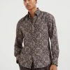 Camicie-Brunello Cucinelli Camicia slim fit in twill Paisley di cotone con colletto button down Antracite (C010)