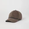 Cappelli-Brunello Cucinelli Cappello Baseball in camoscio con Shiny Trim Fango (C1099)