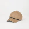 Cappelli-Brunello Cucinelli Cappello Baseball in camoscio con Shiny Trim Marrone Chiaro (C6667)