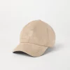 Cappelli-Brunello Cucinelli Cappello Baseball in camoscio con logo ricamato Tabacco (CFP05)