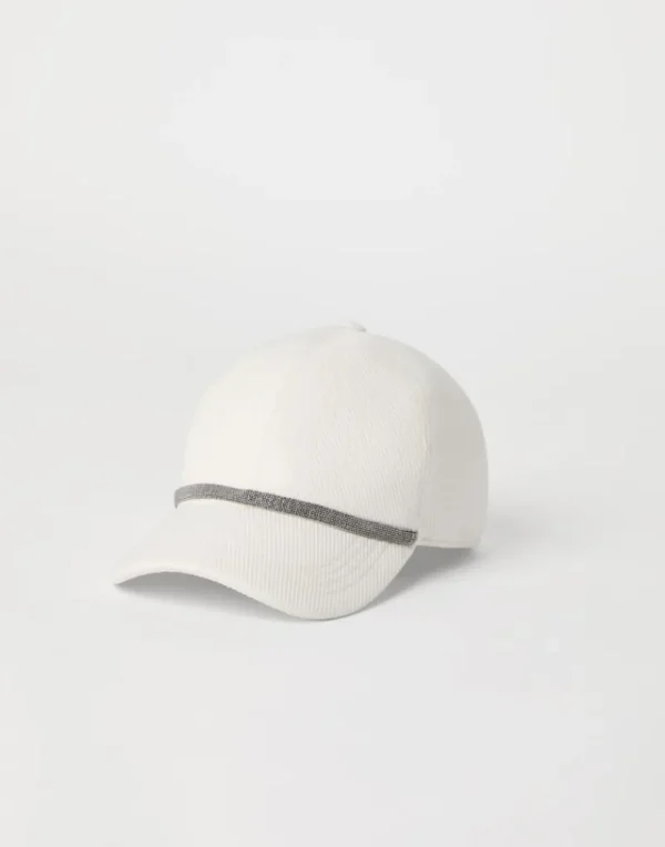 Cappelli-Brunello Cucinelli Cappello Baseball in cavalry di cotone e lino con Shiny Band Panama (C9002)