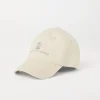 Cappelli-Brunello Cucinelli Cappello Baseball in denim tinto capo con logo ricamato Crema (C7019)