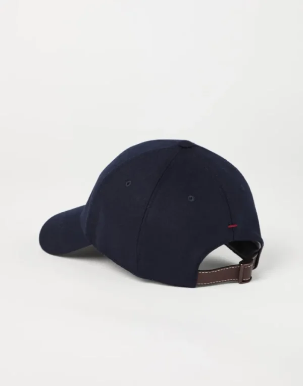 Cappelli-Brunello Cucinelli Cappello Baseball in flanella di lana vergine con ricamo Blu Navy (CFM33)