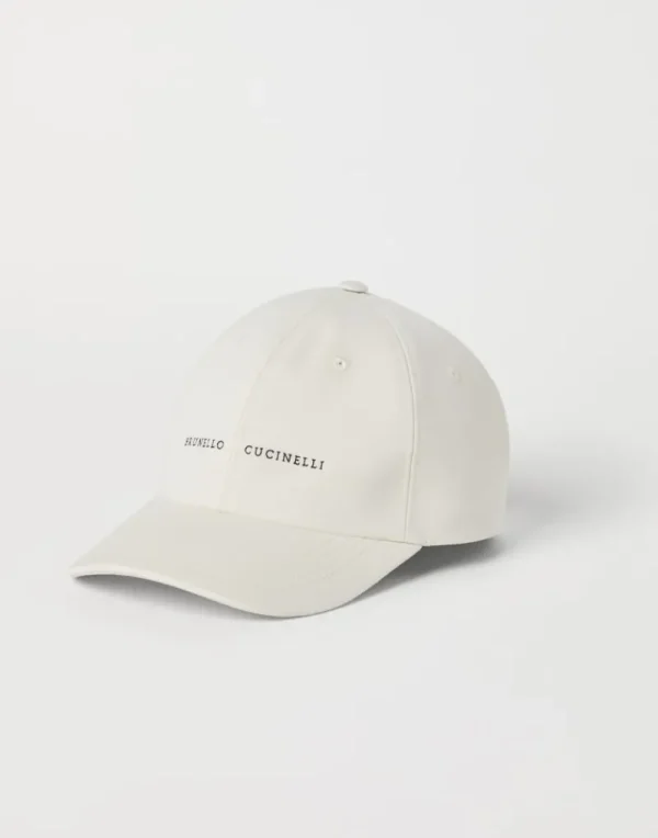 Cappelli-Brunello Cucinelli Cappello Baseball in gabardina di cotone ritorto con ricamo Off-White (CXS89)