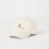 Cappelli-Brunello Cucinelli Cappello Baseball in gabardina di cotone ritorto tinto capo con logo ricamato Off-White (CWY62)