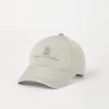 Cappelli-Brunello Cucinelli Cappello Baseball in microfibra idrorepellente con logo ricamato Khaki (CJA10)