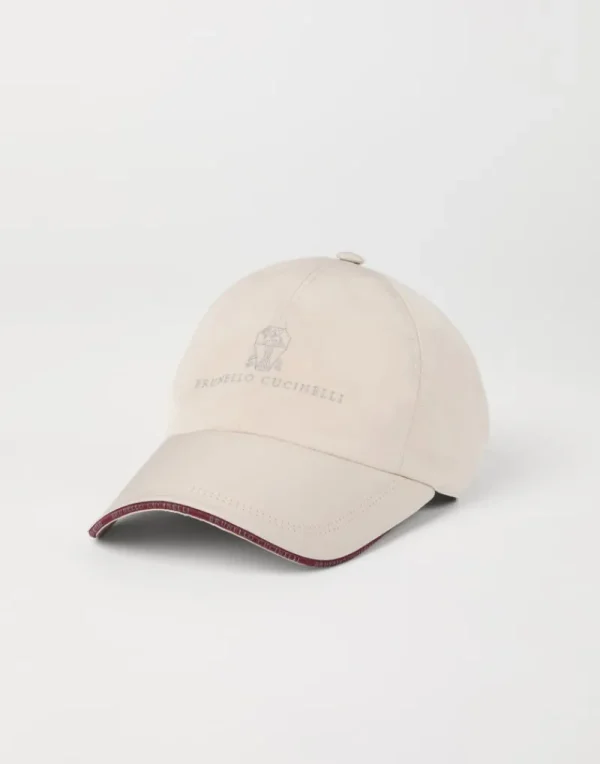 Cappelli-Brunello Cucinelli Cappello Baseball in microfibra idrorepellente con logo ricamato Beige Freddo (CNS37)