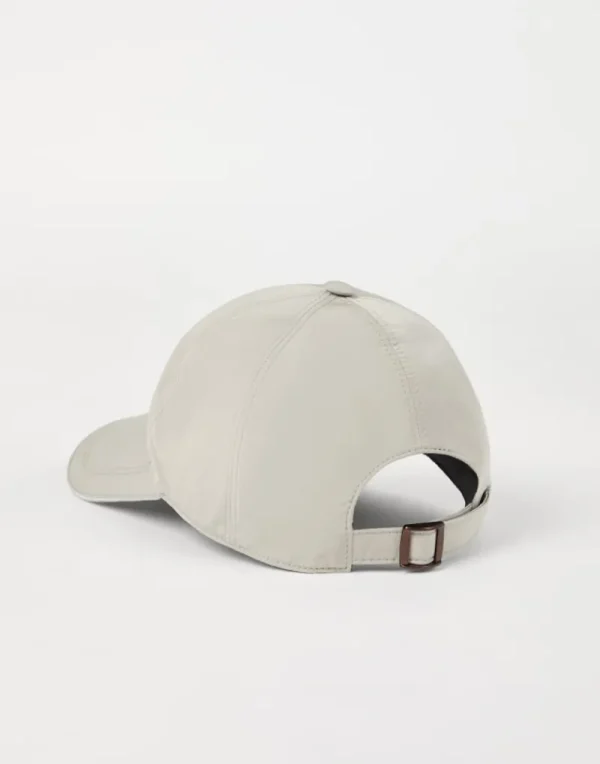 Cappelli-Brunello Cucinelli Cappello Baseball in microfibra idrorepellente con logo ricamato Khaki (CJA10)