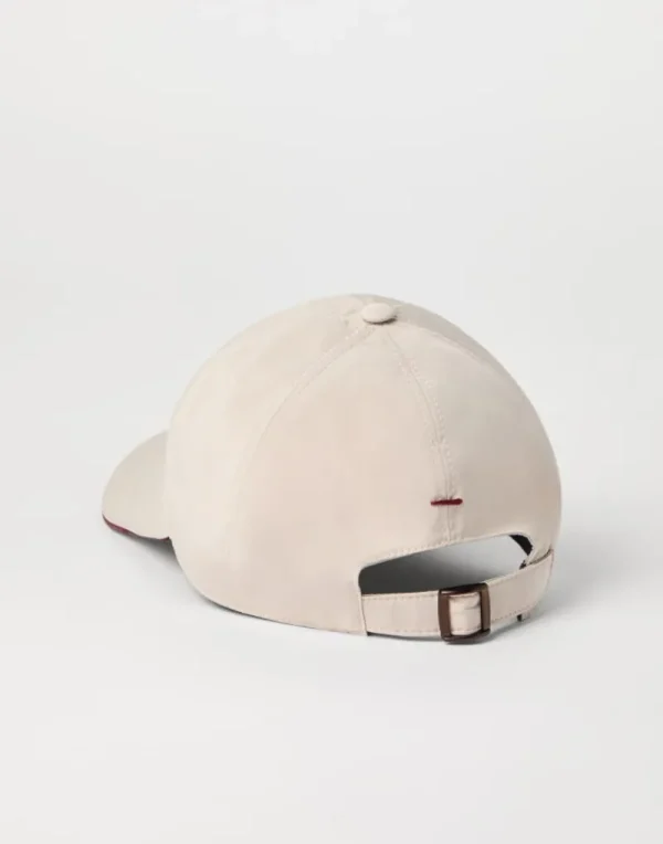 Cappelli-Brunello Cucinelli Cappello Baseball in microfibra idrorepellente con logo ricamato Beige Freddo (CNS37)