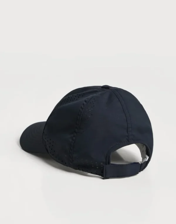 Accessori-Brunello Cucinelli Cappello Baseball in tessuto leggero techno con logo Tennis Blu (CLX37)