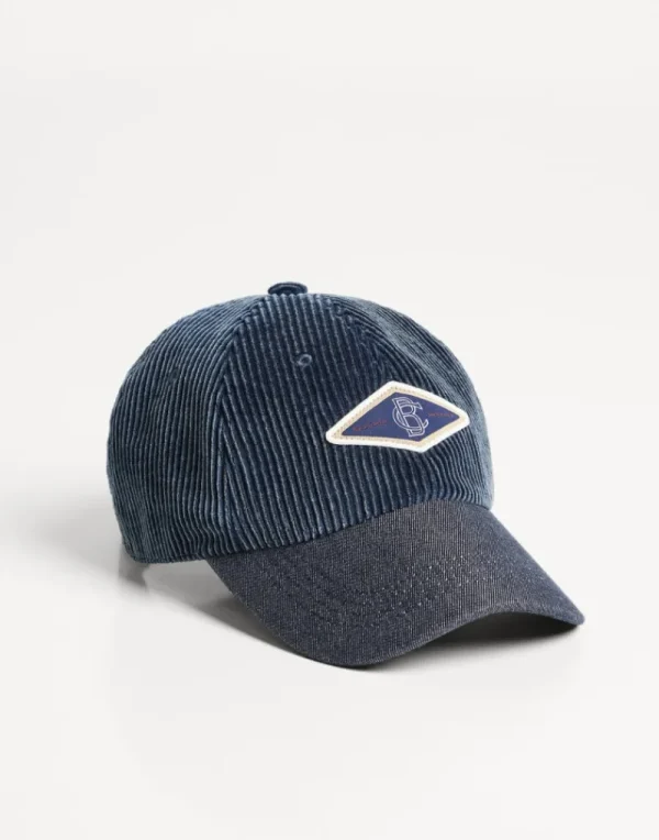 Accessori-Brunello Cucinelli Cappello Baseball in velluto a coste tinto capo con patch Blu (CXS63)