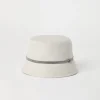 Cappelli-Brunello Cucinelli Cappello Bucket in canvas Sparkling di lino con Shiny Band Beige Freddo (C169)