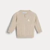 Newborn (0-24 Mesi)-Brunello Cucinelli Cardigan Baby Bernie in cashmere a treccia con zip Avena (C058)