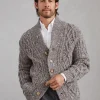 Maglieria-Brunello Cucinelli Cardigan bottonato in lana vergine soft e cashmere a treccia Marrone (C4053)