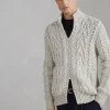 Maglieria-Brunello Cucinelli Cardigan bottonato in lana vergine soft e cashmere a treccia con zip Naturale (C4145)