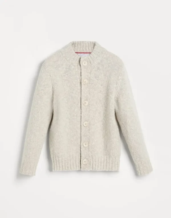 Maglieria-Brunello Cucinelli Cardigan bottonato in lana vergine soft e cashmere Grigio Perla (C4145)