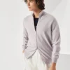 Maglieria-Brunello Cucinelli Cardigan collo alto in cashmere con zip Lavanda (CFZ34)