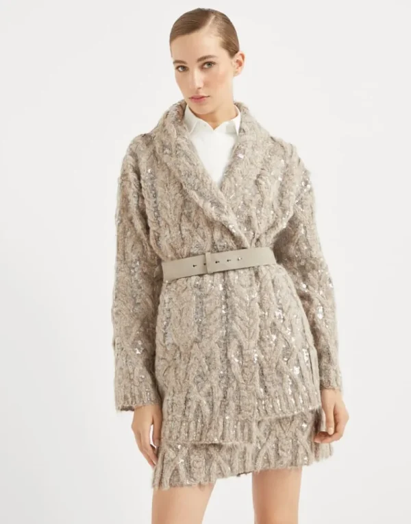 Event Dressing | Maglieria-Brunello Cucinelli Cardigan Dazzling Fern Embroidery in alpaca, mohair e lana Beige (CFY65)