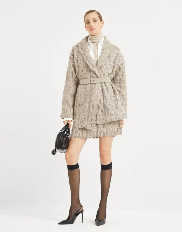 Event Dressing | Maglieria-Brunello Cucinelli Cardigan Dazzling Fern Embroidery in alpaca, mohair e lana Beige (CFY65)