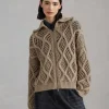 Maglieria-Brunello Cucinelli Cardigan Dazzling Net & Cable in cashmere Piuma Marrone (CVN19)