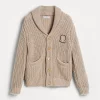 Maglieria-Brunello Cucinelli Cardigan in cotone costa inglese con patch Beige (CLB17)