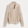 Maglieria-Brunello Cucinelli Cardigan in cotone Dazzling a coste con zip Beige (C059)