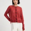 Maglieria-Brunello Cucinelli Cardigan in mohair e lana a treccia Rosso (C7901)