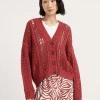 Maglieria-Brunello Cucinelli Cardigan Ribbed Net in cotone Rosso (C7901)