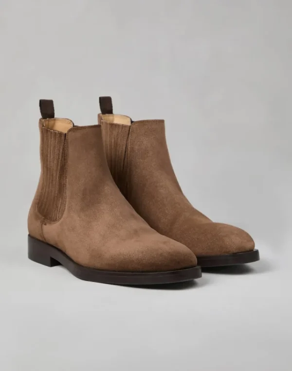 Boots-Brunello Cucinelli Chelsea boot in camoscio Castagno (C8831)