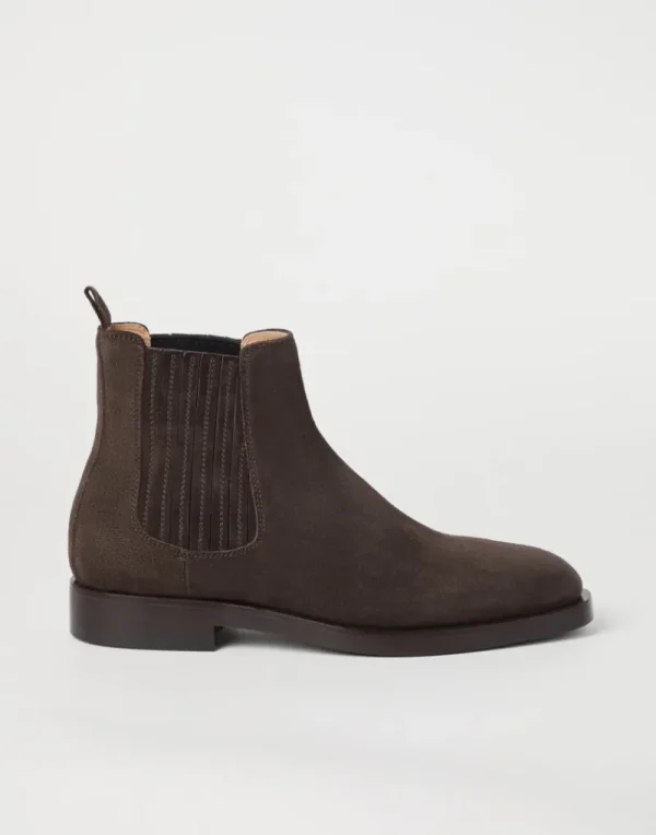 Boots-Brunello Cucinelli Chelsea boot in camoscio Testa di Moro (C7284)