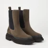 Stivali-Brunello Cucinelli Chelsea Boot in camoscio con Precious Contour Corteccia (C8769)