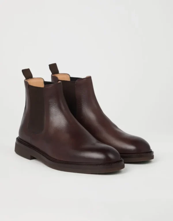 Boots-Brunello Cucinelli Chelsea Boot in vitello Cacao (C8434)