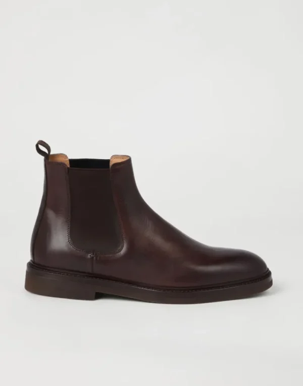 Boots-Brunello Cucinelli Chelsea Boot in vitello Cacao (C8434)