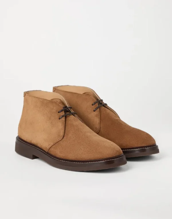 Stringate-Brunello Cucinelli Chukka Boot in camoscio Cognac (C8050)