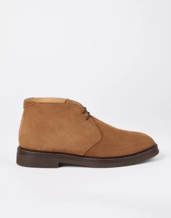 Stringate-Brunello Cucinelli Chukka Boot in camoscio Cognac (C8050)