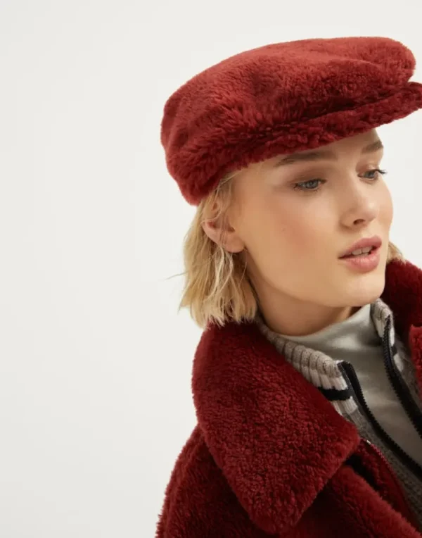 Cappelli-Brunello Cucinelli Coppola in shearling merino Rubino (C7493)