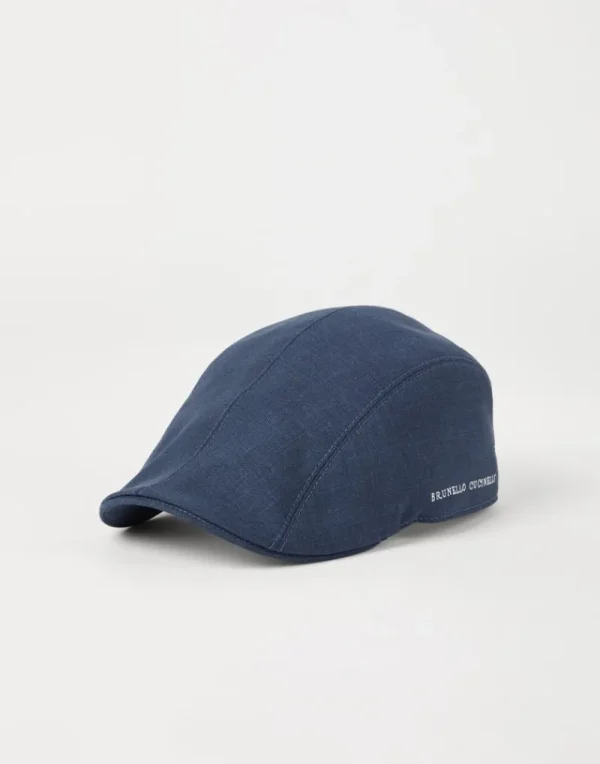 Cappelli-Brunello Cucinelli Coppola in tela di lana vergine Denim (C015)