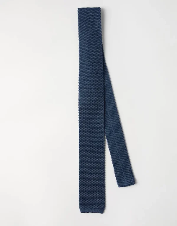 Altri Accessori-Brunello Cucinelli Cravatta in maglia di seta Denim (C9352)