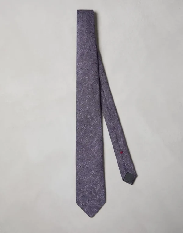 Altri Accessori-Brunello Cucinelli Cravatta Paisley in seta Viola (C9718)