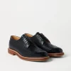 Stringate-Brunello Cucinelli Derby Full Brogue in vitello texture Nero (C101)