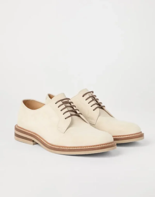 Stringate-Brunello Cucinelli Derby in camoscio Beige (C2675)