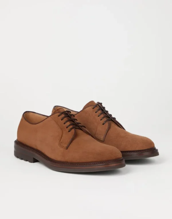 Stringate-Brunello Cucinelli Derby in camoscio Cognac (C8050)