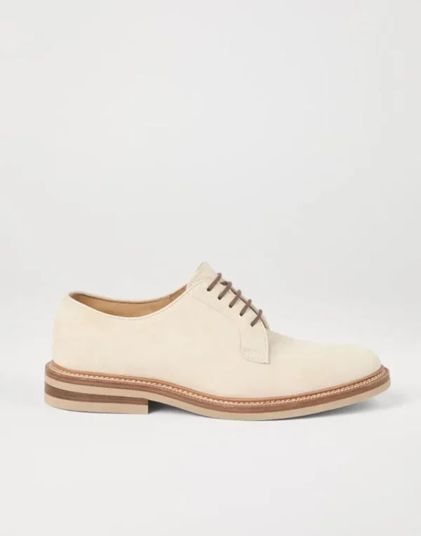 Stringate-Brunello Cucinelli Derby in camoscio Beige (C2675)