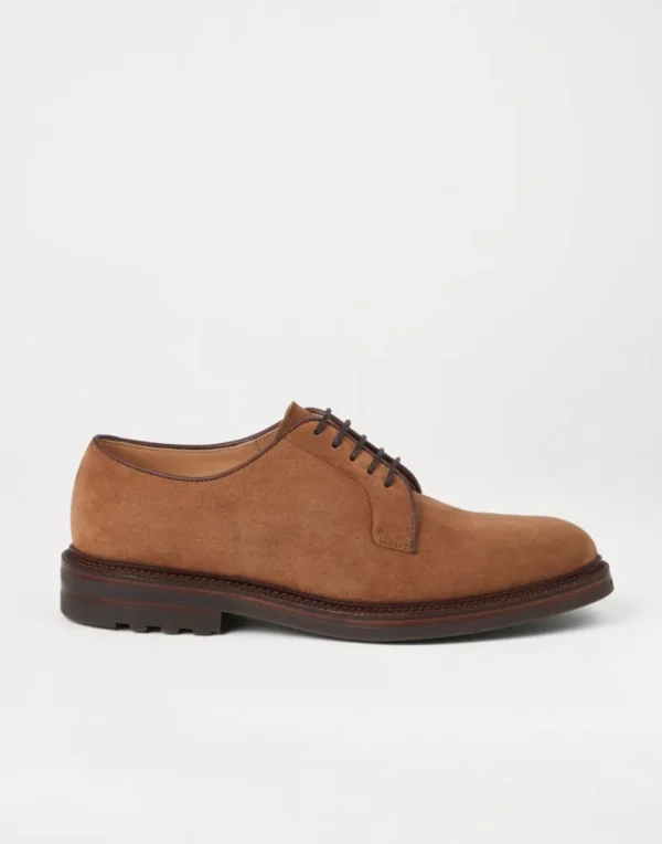 Stringate-Brunello Cucinelli Derby in camoscio Cognac (C8050)