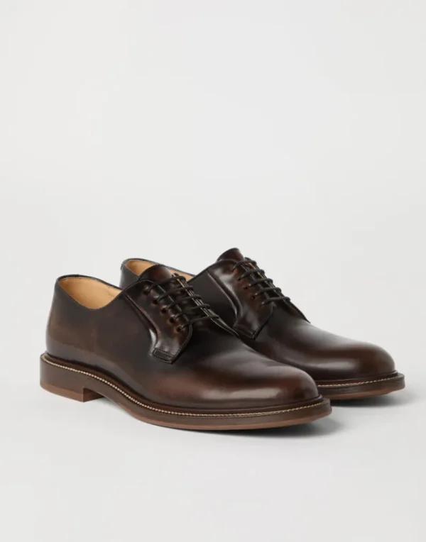 Stringate-Brunello Cucinelli Derby in vitello nuvolato Marrone (C6272)