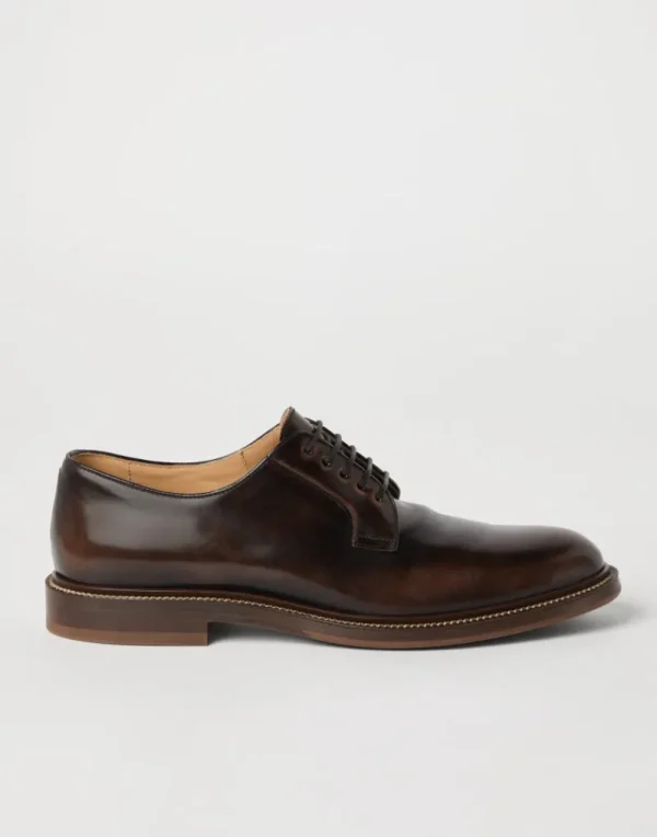 Stringate-Brunello Cucinelli Derby in vitello nuvolato Marrone (C6272)