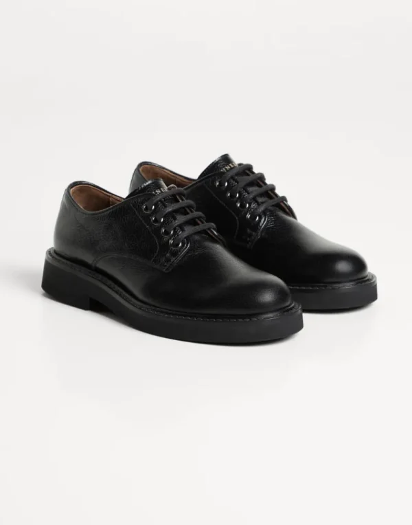 Scarpe-Brunello Cucinelli Derby in vitello Texture Nero (C101)