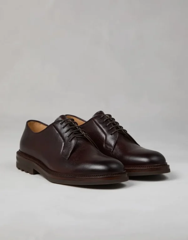 Stringate-Brunello Cucinelli Derby in vitello texture Espresso (C8064)