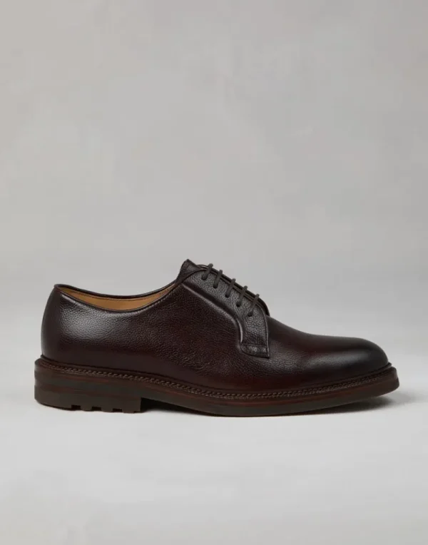 Stringate-Brunello Cucinelli Derby in vitello texture Espresso (C8064)