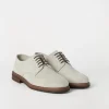 Stringate-Brunello Cucinelli Derby sfoderate in camoscio Avena (C8291)